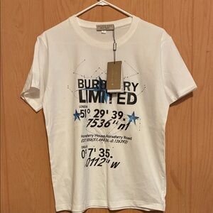 Burberry Limited White and Blue Men's T-Shirt